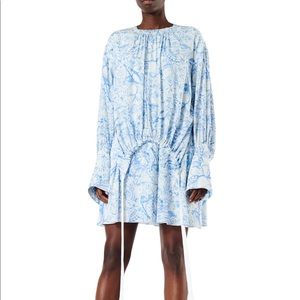 Tibi Isa Toile Drawstring Crepe De Chine Dress